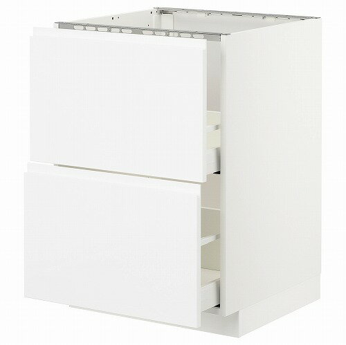Cupboard - [IKEA/イケア/通販]METOD メトード / MAXIMERA マキシメーラ ベースキャビネット シンク用+引き出し前部2/引き出し2, ホワイト/ヴォックストルプ ハイグロス/ホワイト[6](a)(79274799)