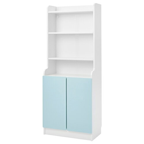 [IKEA/イケア/通販]DALRIPA ダールリパ 子ども用本棚 扉付き, ホワイト/ペールターコイズ[6](a)(09489128)