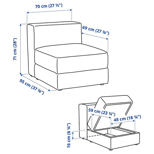 [IKEA/イケア/通販]JATTEBO イェッテボ 1人掛けモジュール 収納付き, サムサーラ グレー/ベージュ[3](a)(49471485) [3]
