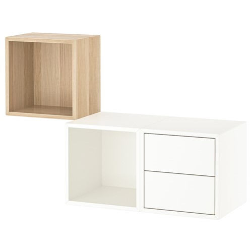 Rakuten - [IKEA/イケア/通販]EKET エーケト 壁取り付け式収納コンビネーション, ホワイトステインオーク調/ホワイト[6](d)(59336393)