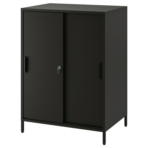 [IKEA/イケア/通販]TROTTEN トロッテン キャビネット 引き戸付, チャコール[GF](b)(40474860)