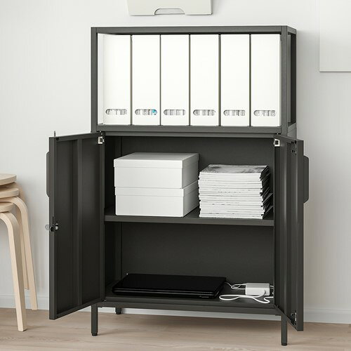 [IKEA/イケア/通販]TROTTEN トロッテン キャビネットコンビネーション, チャコール[3](a)(69429650) [3]