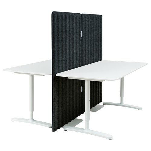 [IKEA/イケア/通販]BEKANT ベカント デスク スクリーン付き, ホワイト/ダークグレー[8](a)(09387460)