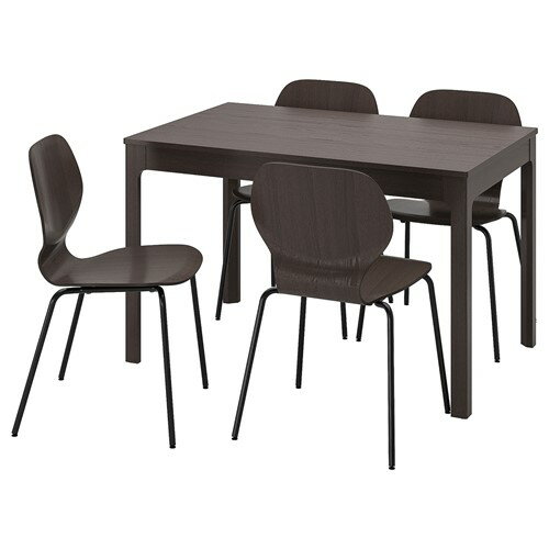 [IKEA/イケア/通販]EKEDALEN エーケダーレン / SIGTRYGG スィグトリッグ テーブル＆チェア4脚, ダークブラウン/ダークブラウン ブラック[10](a)(39481630)