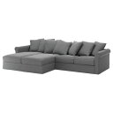IKEA/イケア/通販 GRONLID グローンリード カバー（カバーのみ 本体は付属しません） 4人掛けソファ用, 寝椅子付き/ジュンゲン ミディアムグレー 5 (a)(19409112)