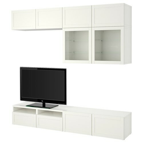 [IKEA/イケア/通販]BESTA ベストー テレビボード/ガラス扉, ホワイト/ハンヴィーケン ホワイトクリアガラス[31](a)(39412316)