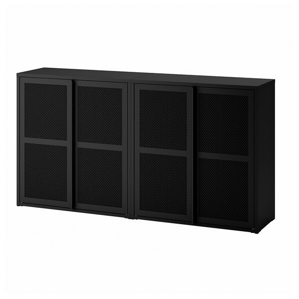 [IKEA/イケア/通販]IVAR イーヴァル キャビネット 扉付, ブラック メッシュ[EE](a