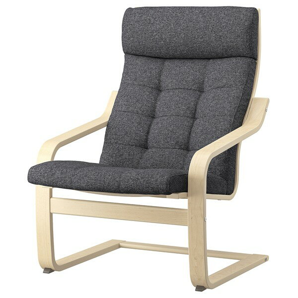 [IKEA/イケア/通販]POANG ポエング パーソナルチェア, バーチ材突き板/グンナレド ダークグレー[EE](d)(69502056)