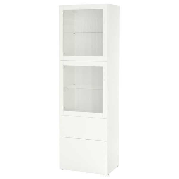 [IKEA/イケア/通販]BESTA ベストー 収納コンビネーション ガラス扉付き, ホワイト/ラップヴィーケン ホ..