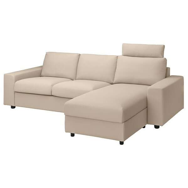 [IKEA/イケア/通販]VIMLE ヴィムレ カバー（カバーのみ、本体は付属しません） 3人掛けソファ寝椅子付き用, ヘッドレスト付き ワイドアームレスト付き/ハーラルプ ベージュ[5](a)(79425048)