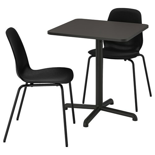 [IKEA/イケア/通販]STENSELE ステーンセレ / LIDAS リードオース テーブル＆チェア2脚, チャコール チャコール/ブラック/ブラック[5](a)(29509050)