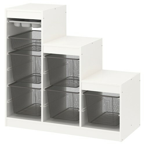 [IKEA/イケア/通販]TROFAST トロファスト 収納コンビネーション ボックス/トレイ付, ホワイト グレー/ダークグレー[8](d)(29480872)