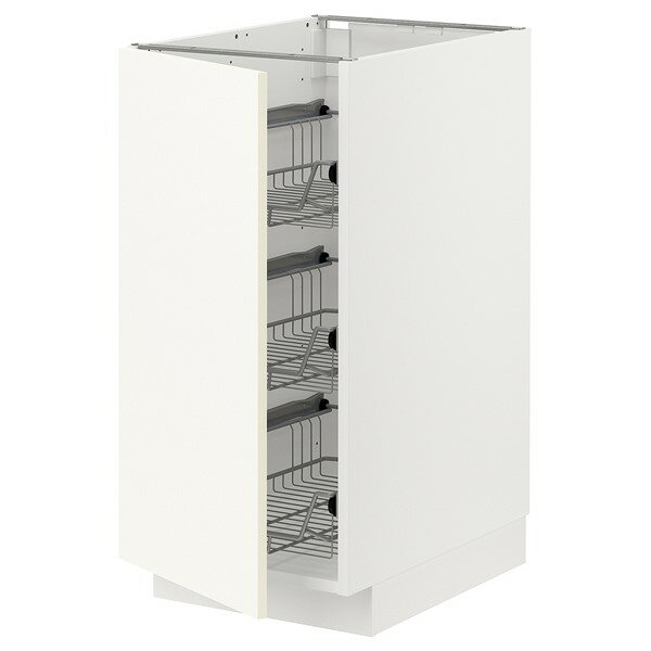 [IKEA/イケア/通販]METOD メトード ベースキャビネット ワイヤーバスケット付き, ホワイト/ヴァルステナ ホワイト[6](a)(49506611)