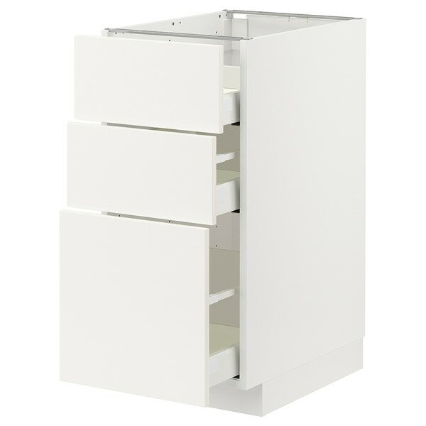 [IKEA/イケア/通販]METOD メトード / MAXIMERA マキシメーラ ベースキャビネット コンロ用/引き出し前部3枚/引き出し3個, ホワイト/ヴァルステナ ホワイト[7](a)(89506708)