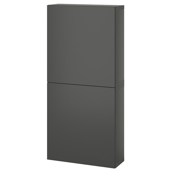 [IKEA/イケア/通販]BESTA ベストー ウォールキャビネット 扉2枚付き, ダークグレー/ラ