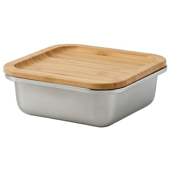 [IKEA/イケア/通販]IKEA 365+ 保存容器 ふた付き, 正方形 ステンレススチール/竹[AA](c)(09563123)