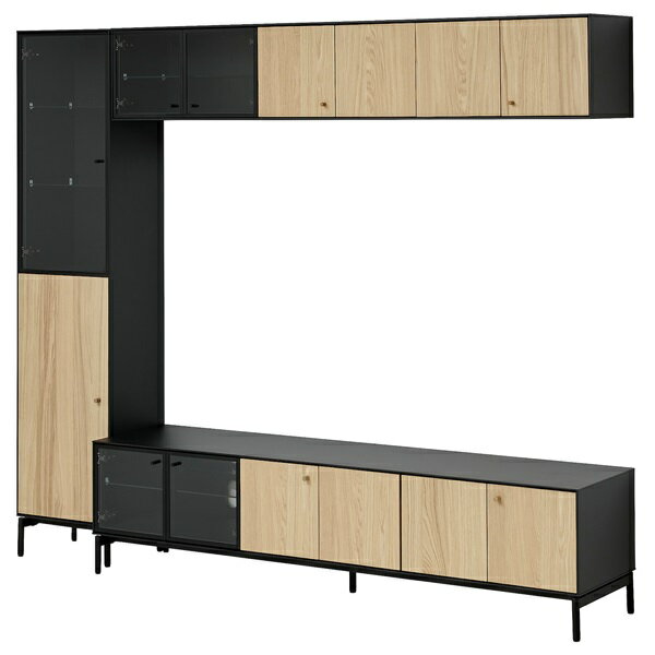 [IKEA/イケア/通販]BOASTAD ボアスタード テレビボード, ブラック/オーク材突き板[6](a)(79563921)(3)
