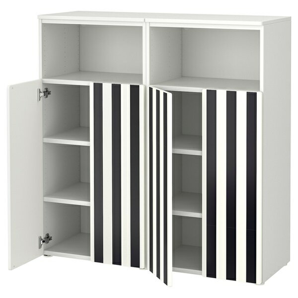 [IKEA/イケア/通販]SMASTAD スモースタード / PLATSA プラッツァ 収納コンビネーション, ホワイト ブラック/ホワイト/ストライプ 棚板6枚付[22](a)(59555601)