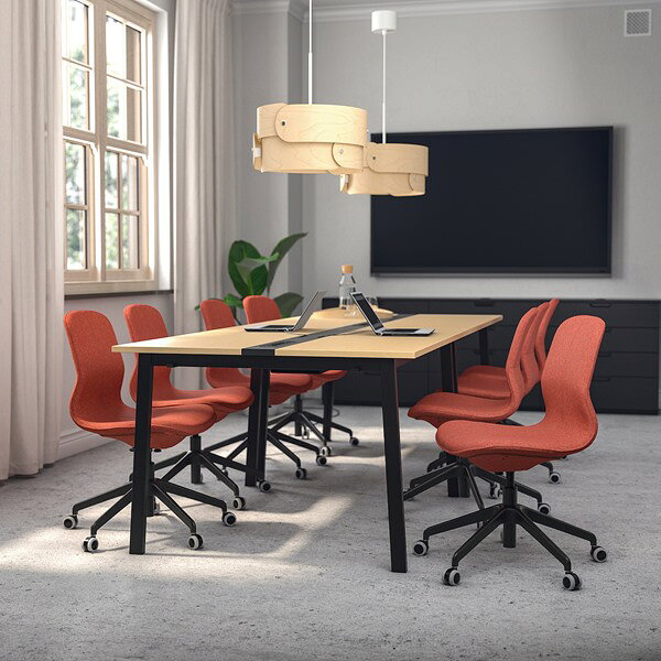 [IKEA/イケア/通販]MITTZON ミッツォーン 会議用テーブル, バーチ材突き板/ブラック[4](a)(29533385)