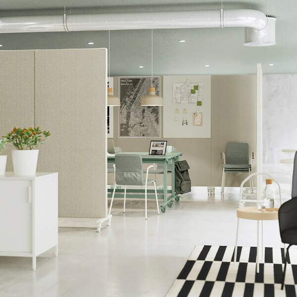 [IKEA/イケア/通販]MITTZON ミッツォーン フレーム キャスター/吸音スクリーン/ホワイトボード付き, グンナレド ベージュ/ホワイト[JL](a)(29536176) [2]