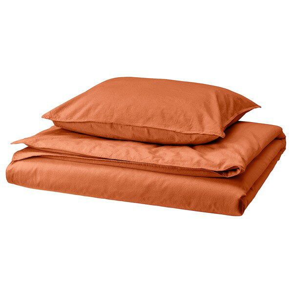 [IKEA/イケア/通販]ANGSLILJA エングスリリア 掛け布団カバー＆枕カバー, レッドブラウン[A](c)(90585144)