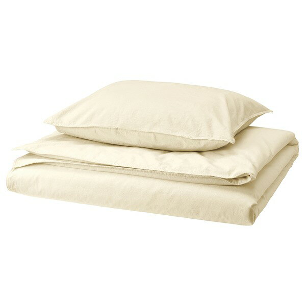 [IKEA/イケア/通販]ANGSLILJA エングスリリア 掛け布団カバー＆枕カバー, ナチュラル[A](c)(40591982)