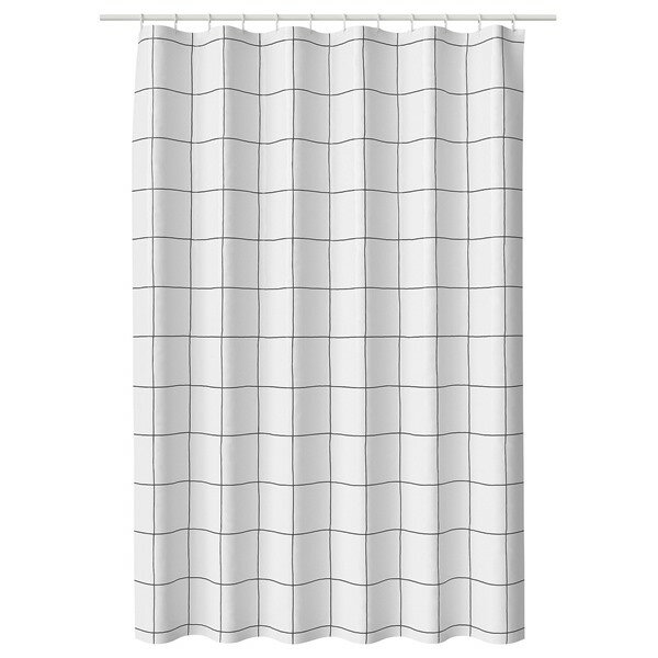 [IKEA/イケア/通販]JAMTSTARR イェムトスタッル シャワーカーテン, ホワイト/チェック, 180x200 cm[A](..