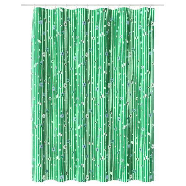 [IKEA/イケア/通販]BOLLBUDDLEJA ボルブッドレイヤ シャワーカーテン, グリーン/フローラルパターン, 1..