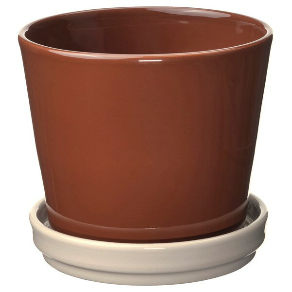 [IKEA/イケア/通販]KLOTLONN クロートロン 植木鉢 受け皿付き, 室内/屋外用/レッド/ブラウン ライトベージュ, 12 cm[AA](50598266)