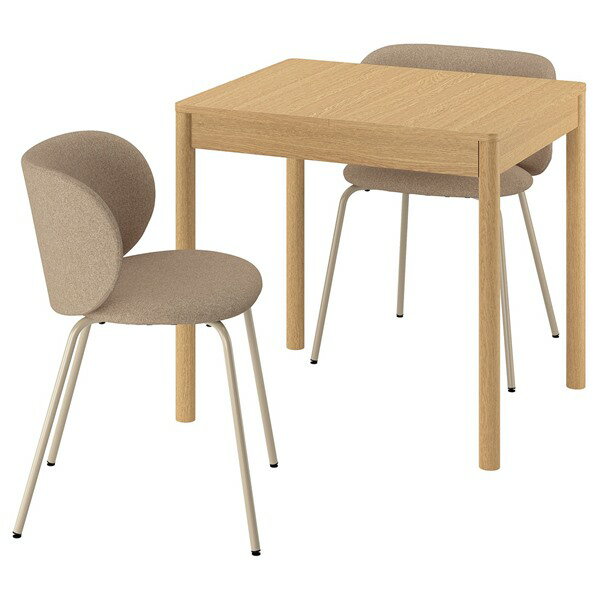[IKEA/イケア/通販]TONSTAD トンスタード テーブル＆チェア2脚, オーク調/トネルード ダークベージュ, 80/120x70 cm[4](a)(29602227)