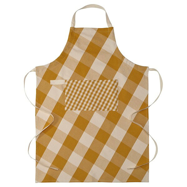 [IKEA/イケア/通販]KOSSEBAR ショッセベール エプロン, イエロー/ホワイト, 70x92 cm[B](b)(90598716)
