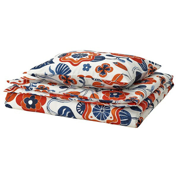 [IKEA/イケア/通販]KANONVISKA カノンヴィスカ 掛け布団カバー＆枕カバー, ホワイト マルチカラー/フロ..