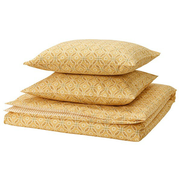 [IKEA/イケア/通販]HAMNSENAP ハムンセーナプ 掛け布団カバー＆枕カバー（枕カバー2枚）, イエロー/マ..