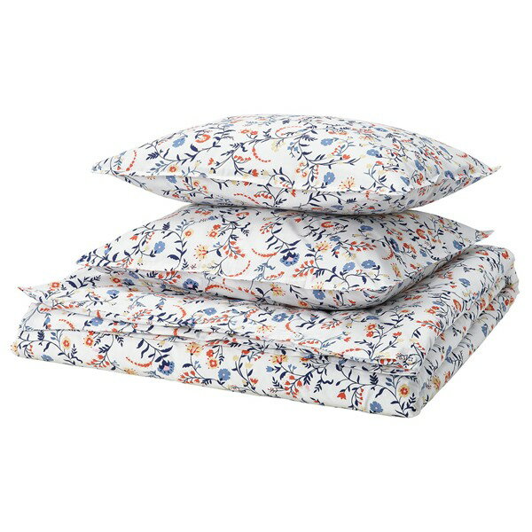 [IKEA/イケア/通販]BRUDKRUSBAR ブルードクルスベール 掛け布団カバー＆枕カバー（枕カバー2枚）, ホワ..