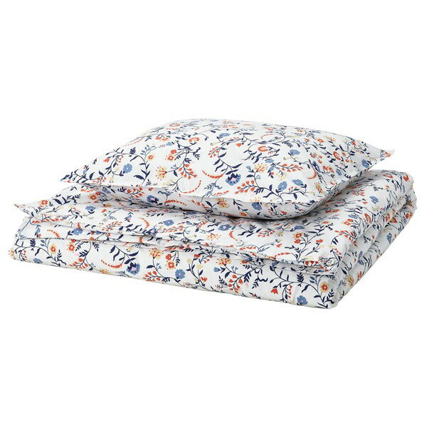 [IKEA/イケア/通販]BRUDKRUSBAR ブルードクルスベール 掛け布団カバー＆枕カバー, ホワイト マルチカラ..