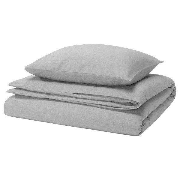 [IKEA/イケア/通販]GROVSNARJA グローヴスナリヤ 掛け布団カバー＆枕カバー, グレー メランジ, 150x200..