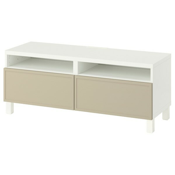 [IKEA/イケア/通販]BESTA ベストー テレビ台 引き出し付き, ホワイト/クルークマカーレ ベージュ, 120x42x48 cm[12](a)(09597585)
