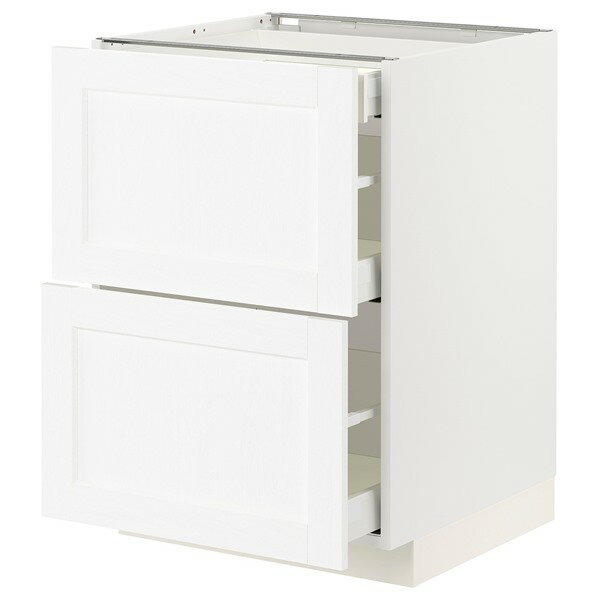 洋タンス, クローゼット - [IKEA/イケア/通販]METOD メトード / MAXIMERA マキシメーラ ベースキャビネット 引き出し前部2/引き出し3, ホワイト エンコーピング/ホワイト 木目調, 60x60x80 cm[7](a)(99473905)