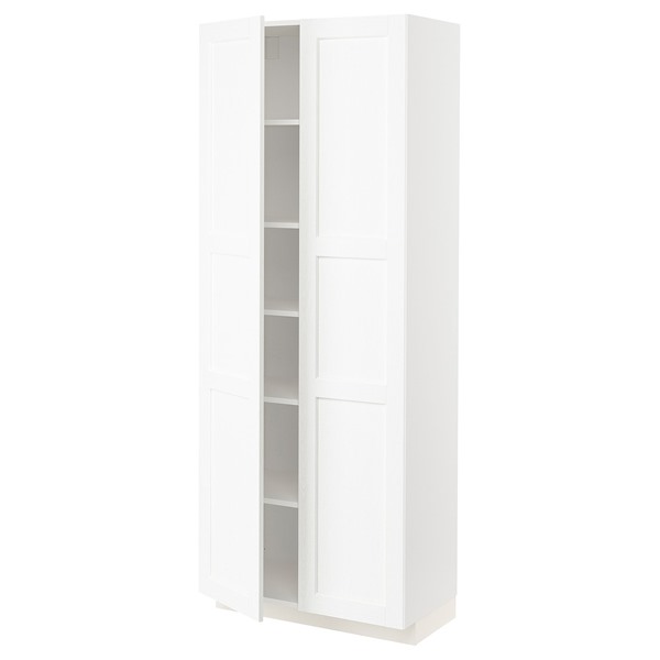 Rakuten - [IKEA/イケア/通販]METOD メトード ハイキャビネット 棚板/扉2枚付き, ホワイト エンコーピング/ホワイト 木目調, 80x41x200 cm[9](a)(59474068)