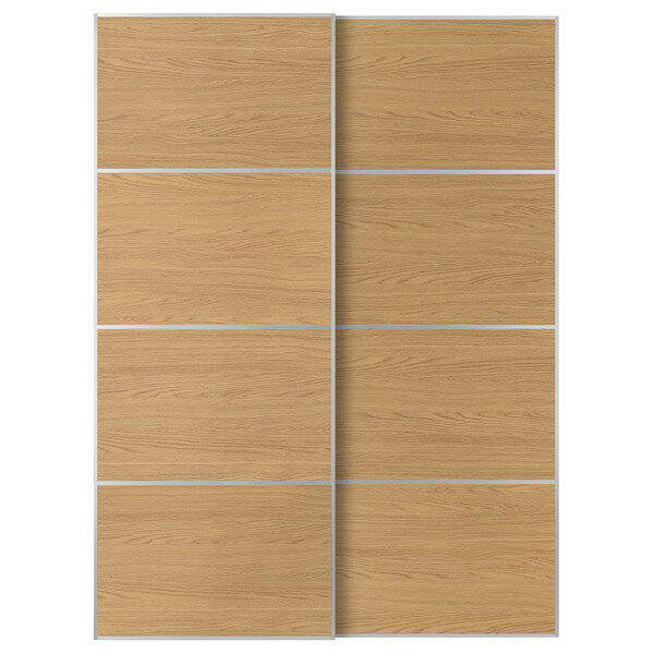 [IKEA/イケア/通販]MEHAMN メーハムン 引き戸 2枚組, アルミニウム/両面仕様 オーク調, 150x201 cm[3](a)(99609013)