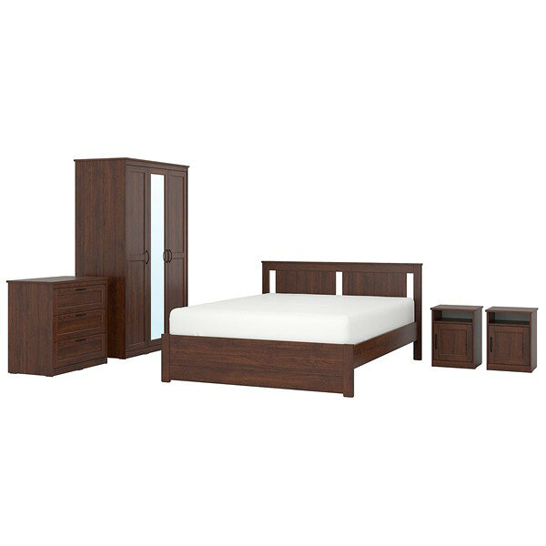 [IKEA/イケア/通販]SONGESAND ソンゲサンド ベッドルーム家具5点セット, ブラウン, 160x200 cm[12](a)(19488185)