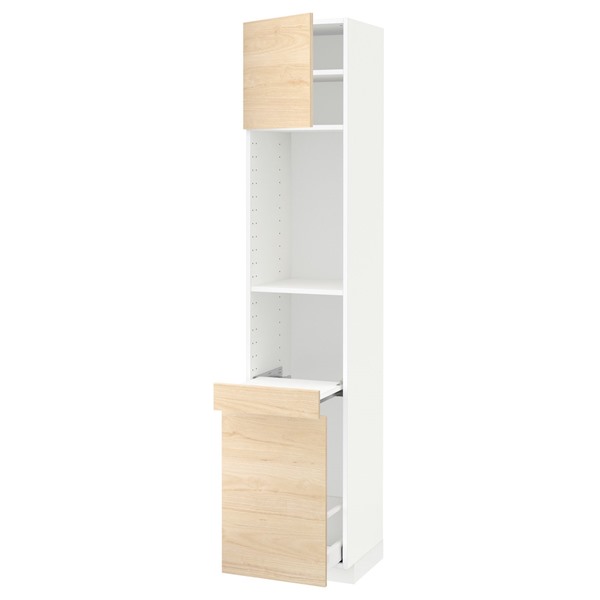 Rakuten - [IKEA/イケア/通販]METOD メトード / MAXIMERA マキシメーラ ハイキャビネット 引き出し式収納/扉1枚付き, ホワイト/アスケルスンド ライトアッシュ調, 40x41x200 cm[9](a)(09448656)