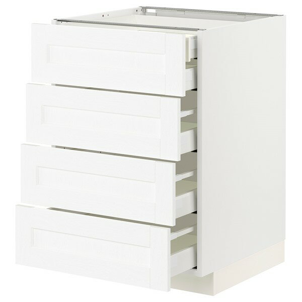 [IKEA/イケア/通販]METOD メトード / MAXIMERA マキシメーラ ベースキャビネット 引き出し前部4/引き出し低2/引き出し中3, ホワイト エンコーピング/ホワイト 木目調, 60x60x80 cm[11](a)(99473892)