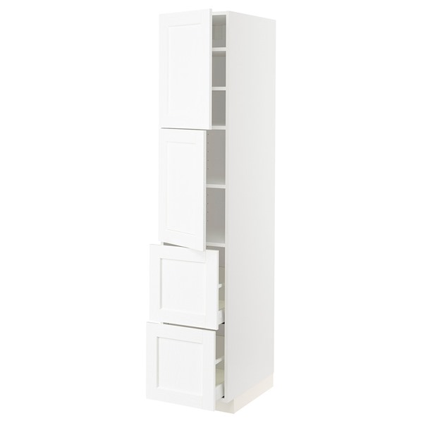 [IKEA/イケア/通販]METOD メトード / MAXIMERA マキシメーラ ハイキャビネット 扉2枚+引き出し2段付き, ホワイト エンコーピング/ホワイト 木目調, 40x60x200 cm[11](a)(79474086)
