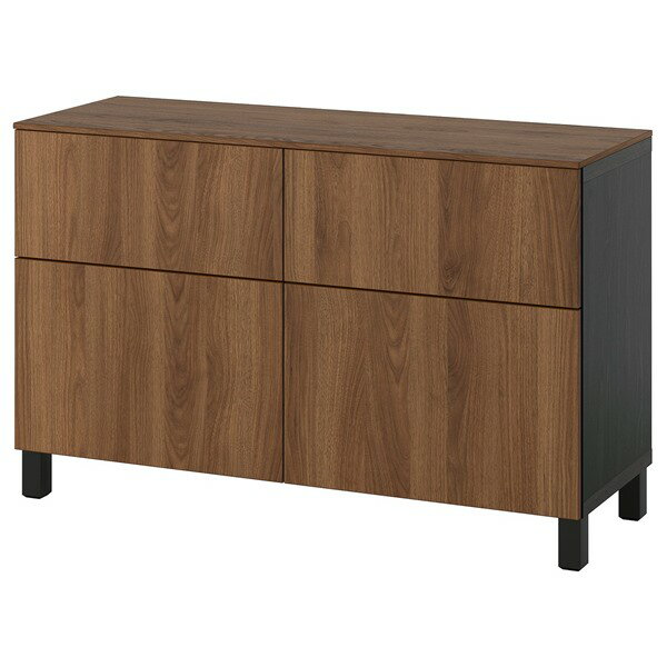 Wall Furniture - [IKEA/イケア/通販]BESTA ベストー 収納コンビネーション 扉/引き出し付き, ブラックブラウン/ラップヴィーケン/ストゥッバルプ ウォールナット調, 120x42x75 cm[17](a)(79612361)