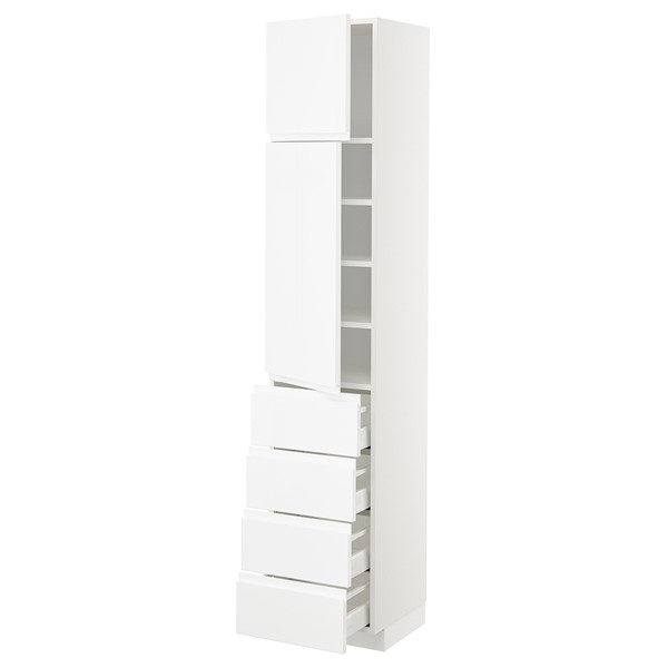 [IKEA/イケア/通販]METOD メトード / MAXIMERA マキシメーラ ハイキャビネット 扉2枚/棚板/引き出し4個付き, ホワイト/ヴォックストルプ ハイグロス/ホワイト, 40x41x200 cm[15](a)(89449181)