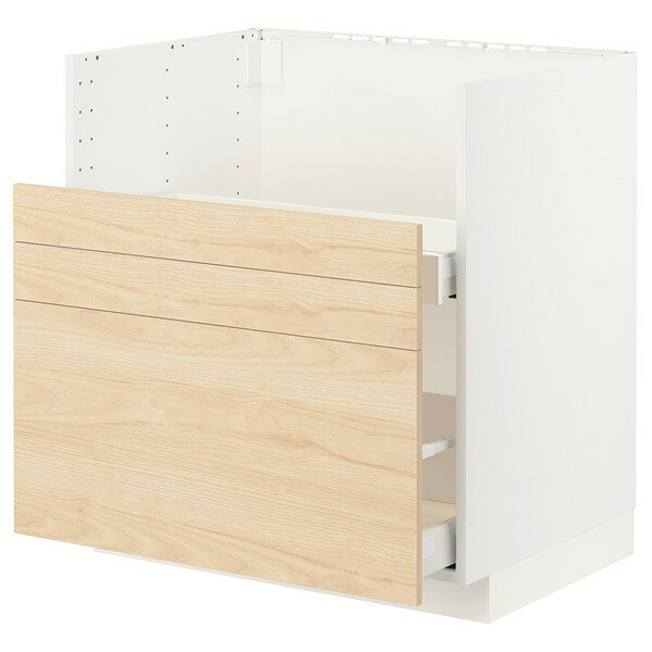 Rakuten - [IKEA/イケア/通販]METOD メトード / MAXIMERA マキシメーラ ベースキャビネット TALLSJON/タルショーン シンク用, ホワイト/アスケルスンド ライトアッシュ調, 80x60 cm[7](89618579)