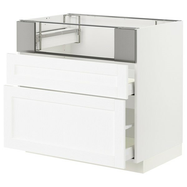 Rakuten - [IKEA/イケア/通販]METOD メトード / MAXIMERA マキシメーラ ベースキャビネット コンロ/フィッシュグリル/引き出し2個, ホワイト エンコーピング/ホワイト 木目調, 90x60x80 cm[8](99473934)