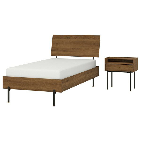 乐天商城 - [IKEA/イケア/通販]RADMANSO ロードマンソー ベッドルーム家具2点セット, ブラウン ウォールナット調, 120x200 cm[4](79615492)