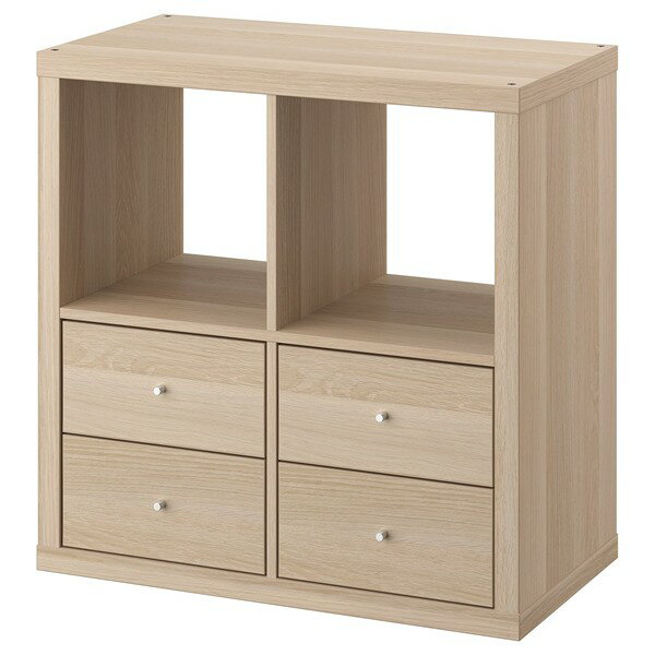 Rakuten - [IKEA/イケア/通販]KALLAX カラックス シェルフユニット, 引き出し4段付き/ホワイトステインオーク調, 77x77 cm[3](49572922)